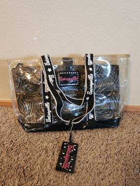 Betsey Johnson Clear Tote Bag with Black Zebra Insert